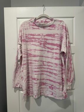 We The Free Pink and White Tie-Dye Long Sleeve Tee